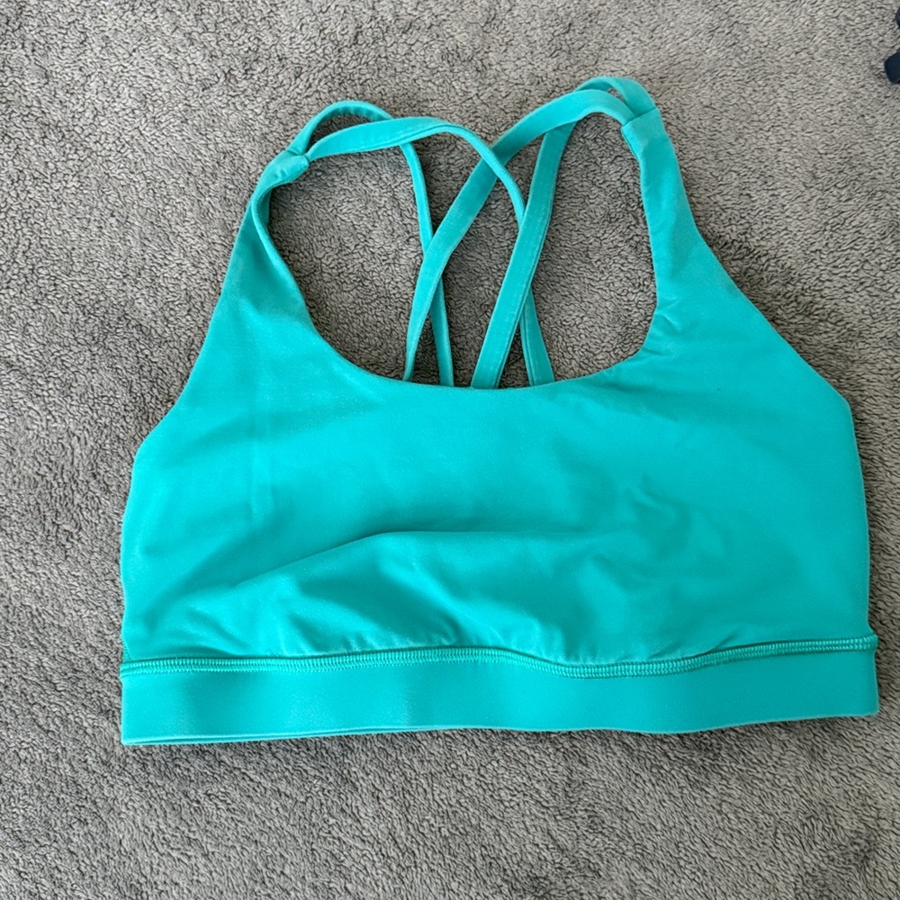 Teal Sports Bra with Strappy Back